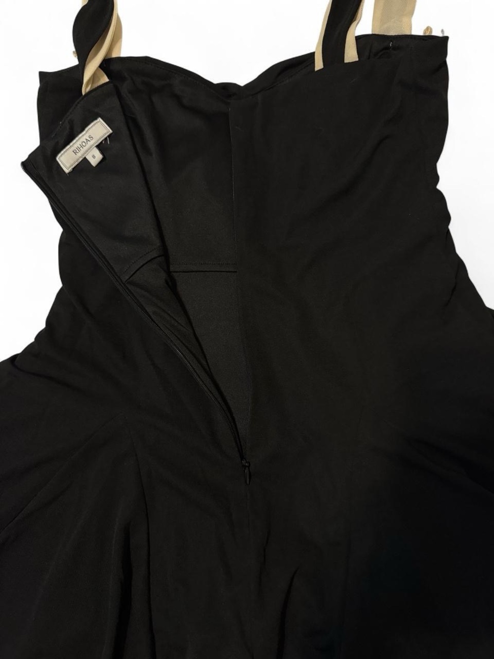 RIHOAS Black Contrast Trim Knit Skater Mini Dress Size S Bustier - Picture 10 of 16